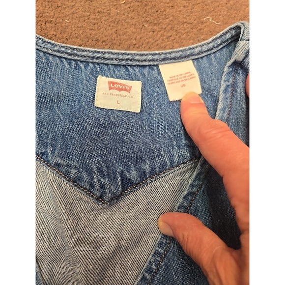 LEVIS V-Neck Cropped Slim Fit Adjustable Back Vest Womens Large Blue - Picture 3 of 6